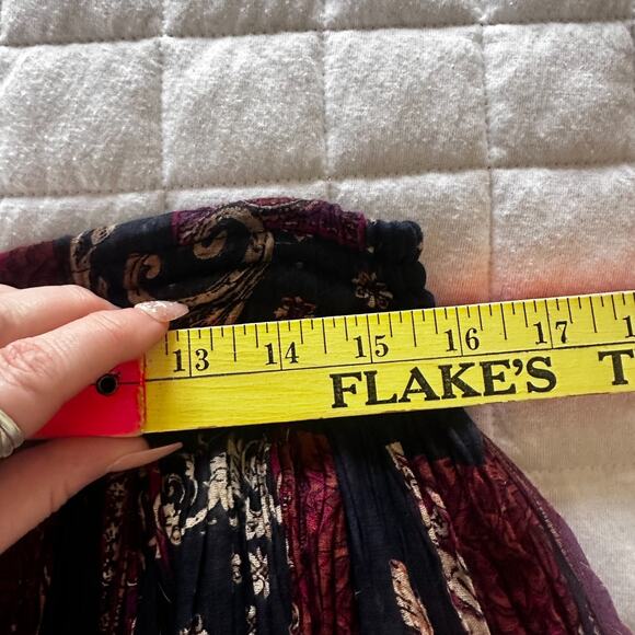 Vintage Short Circuit Skirt Free Size Navy Boho Print Gauzy Festival 90s Peasant - Picture 6 of 7